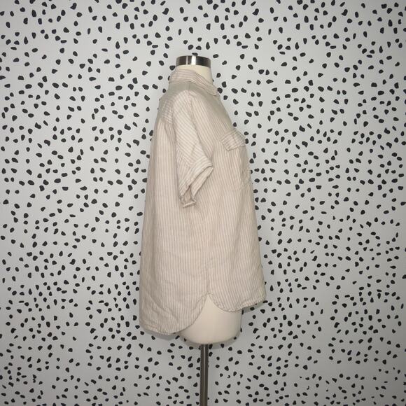 J. Crew x Baird McNutt Tan Striped Linen Short Sleeve Top - Picture 8 of 11